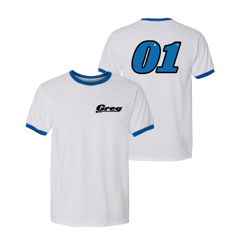 TEAM GREG RINGER T-SHIRT (WHITE/BLUE)