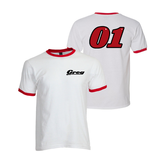 TEAM GREG RINGER T-SHIRT (WHITE/RED)